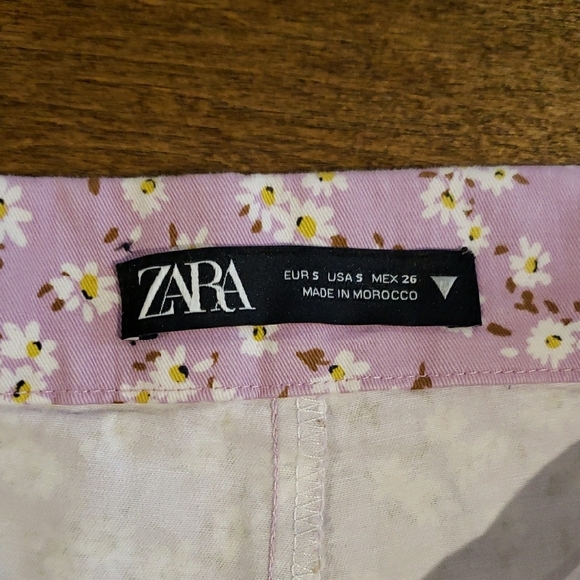 Zara Floral Cropped Flare Lavender Pants Small - Picture 3 of 10